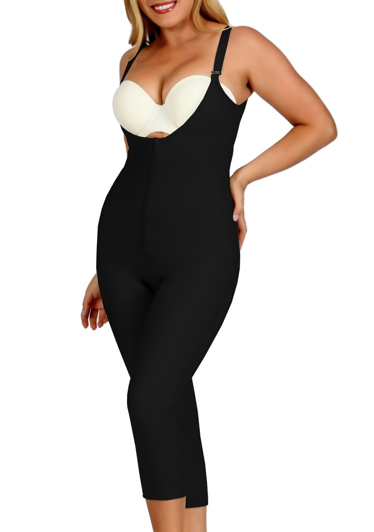 Zip Front Capri length Bodysuit