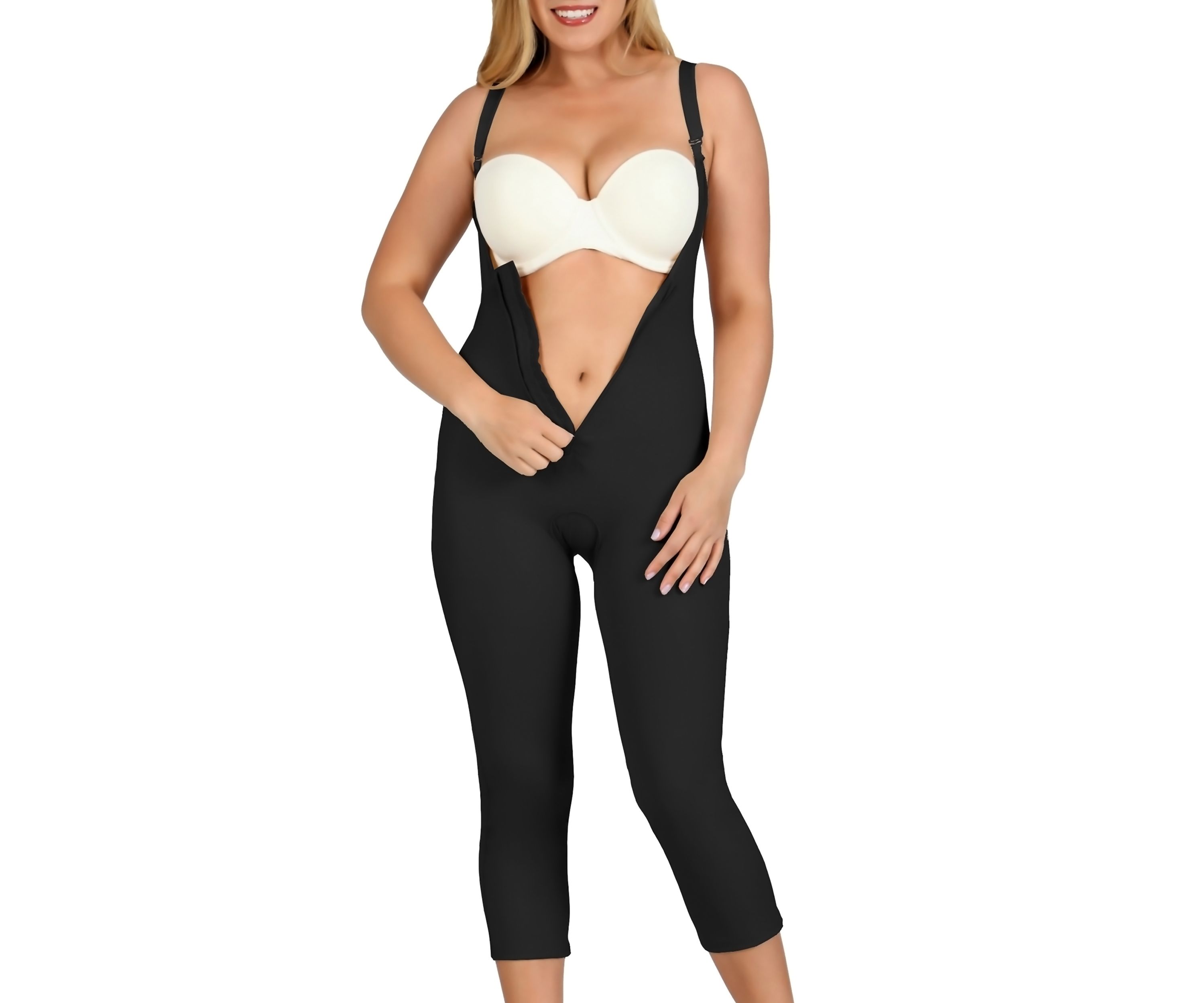 Zip Front Capri length Bodysuit