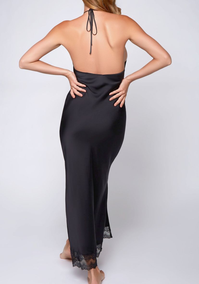 Womans Silky Stretch Satin Halter Night Gown