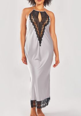 iCollection Women's Womans Plus Size Silky Stretch Satin Halter Night Gown