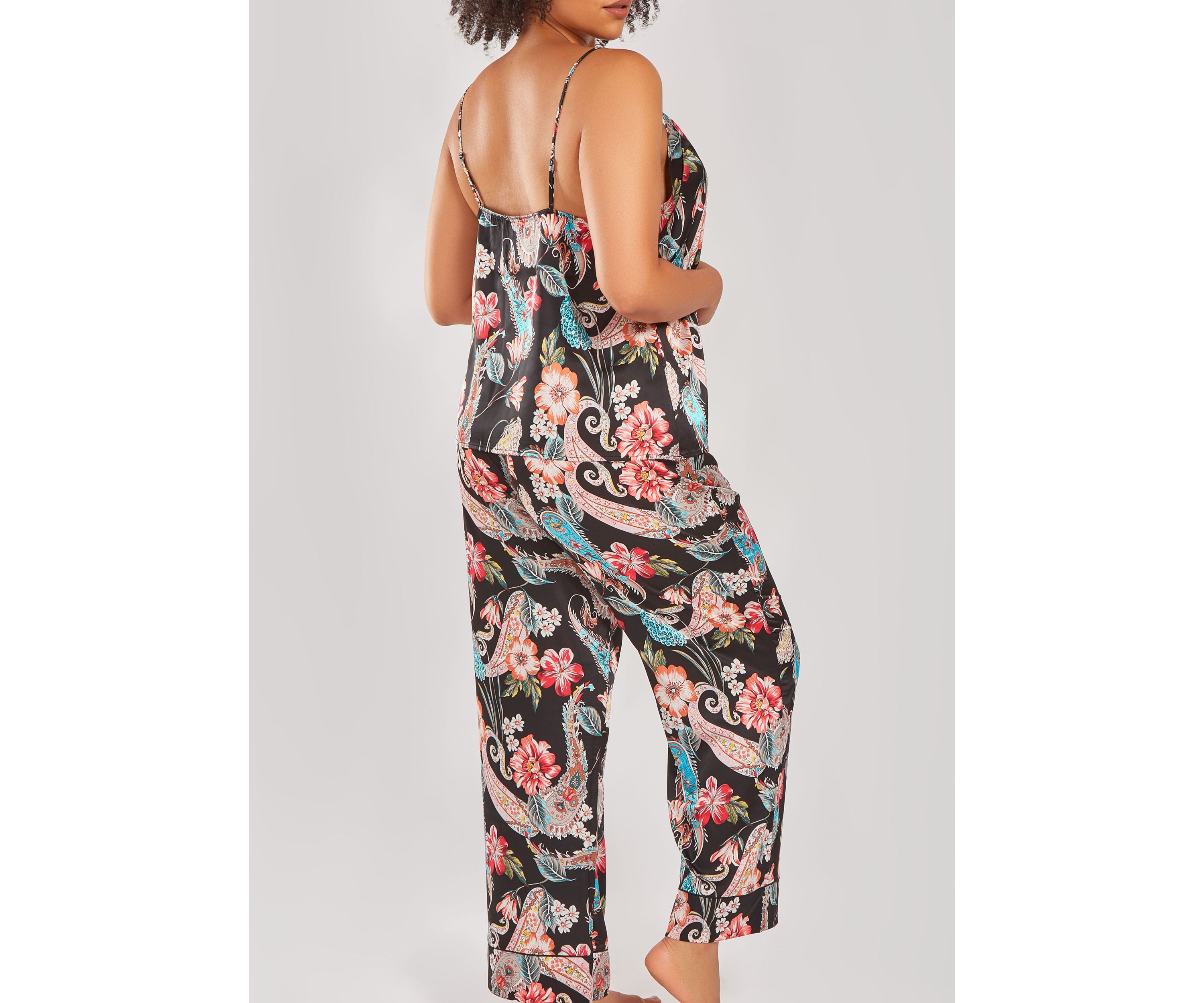 Womans Plus Size Silky Soft Printed Pant Pajama Set
