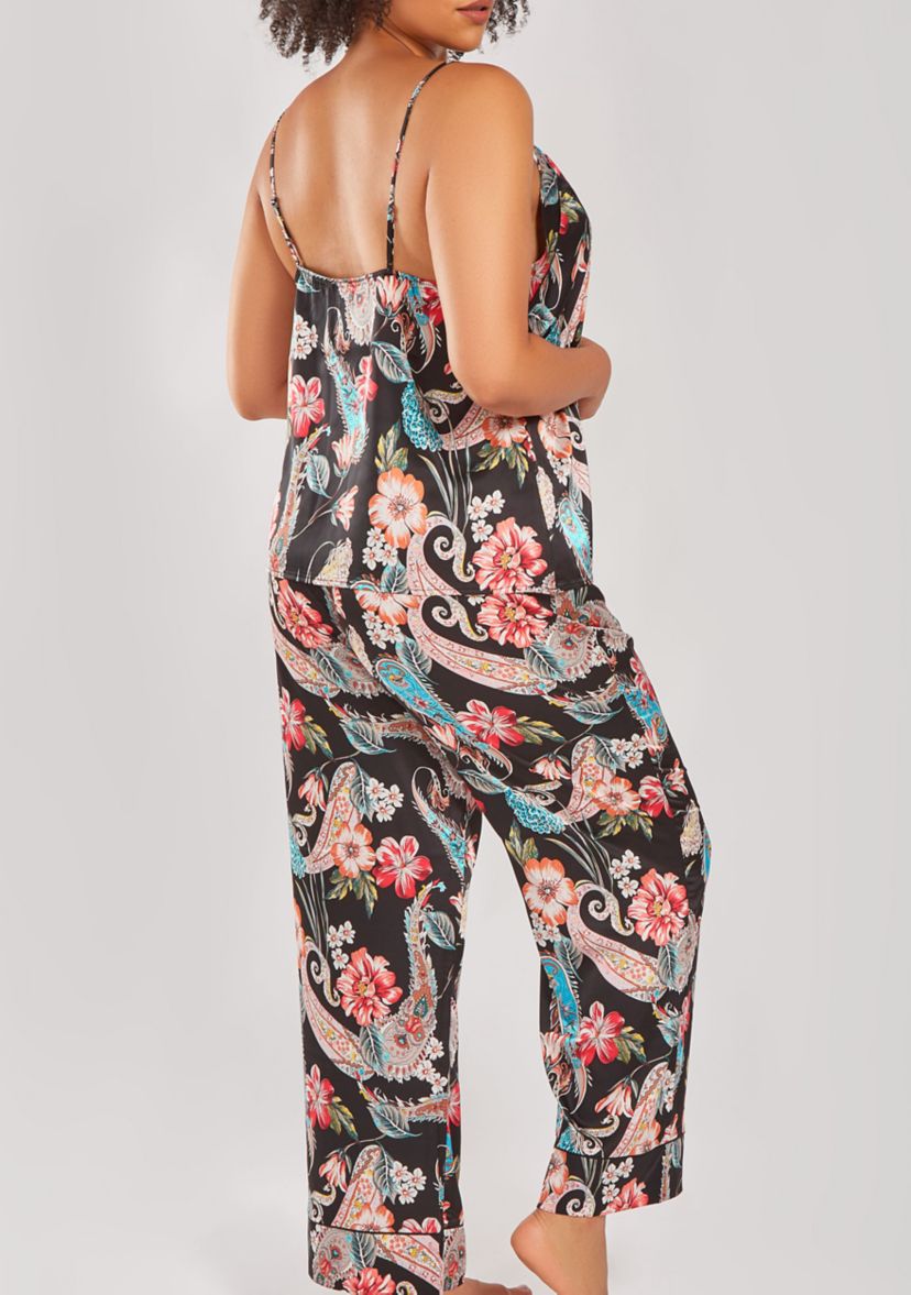 Womans Plus Size Silky Soft Printed Pant Pajama Set
