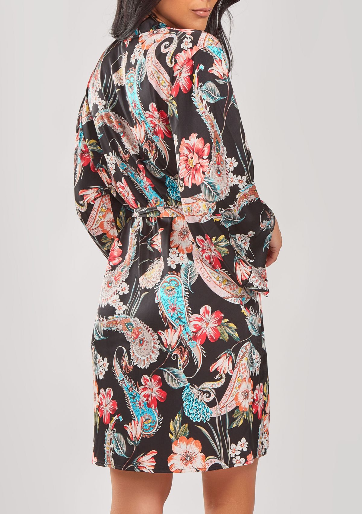 Womans Silky Soft Short Printed Robe