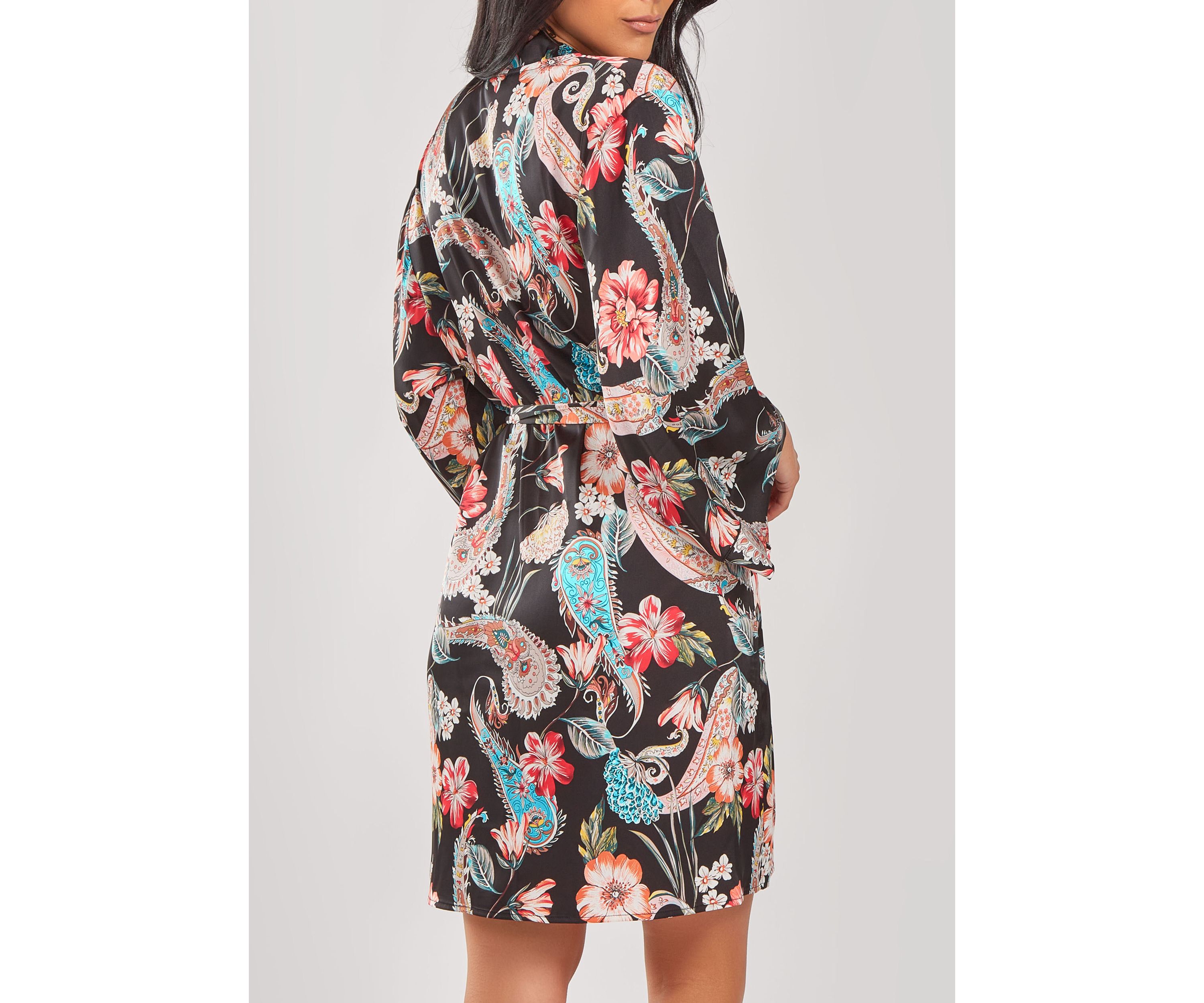 Womans Silky Soft Short Printed Robe