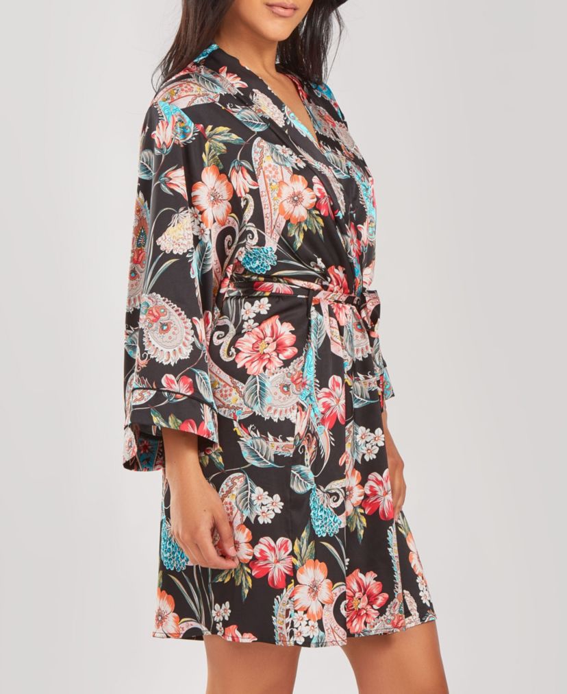 Womans Silky Soft Short Printed Robe