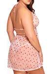 Plus Size Heart Mesh Babydoll with Tie Back