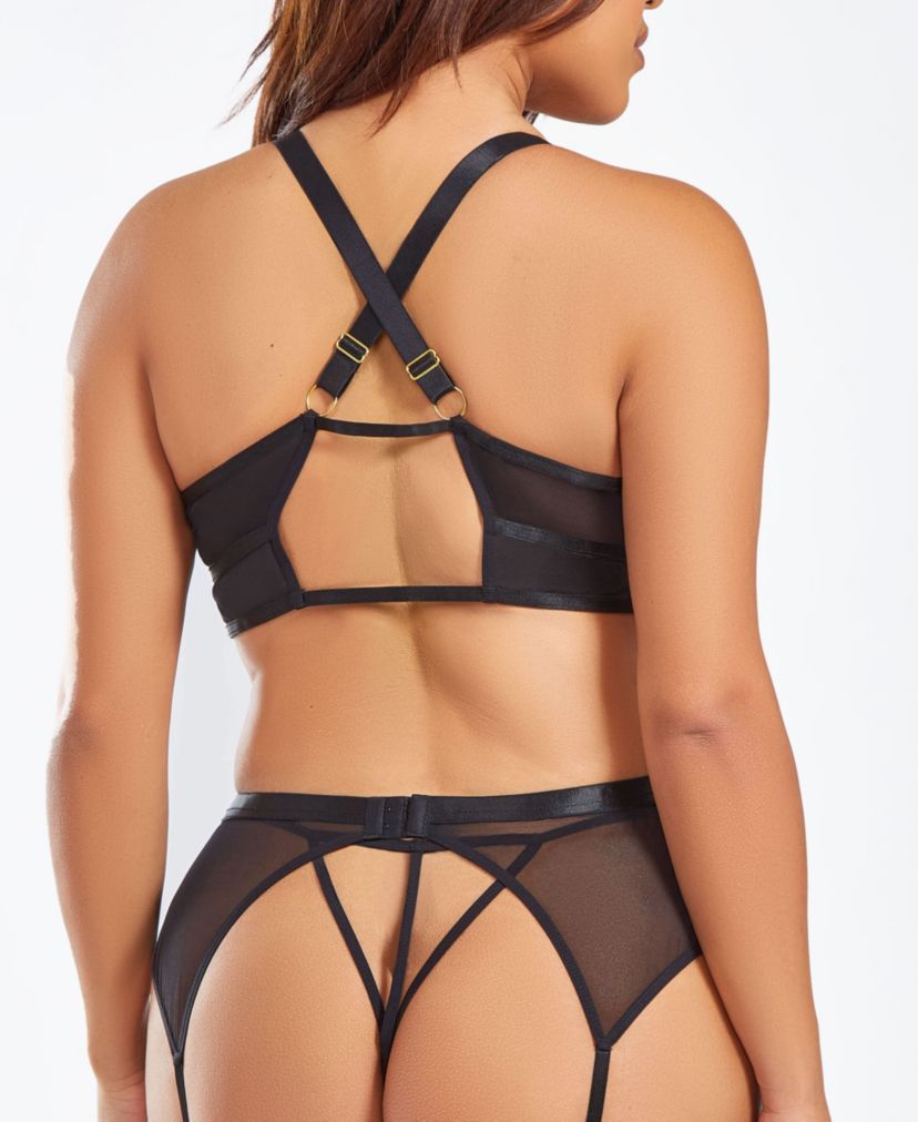 iCollection Womans Plus Size Lace  3pc Bra ,Garter Skirt and Panty Lingerie Set