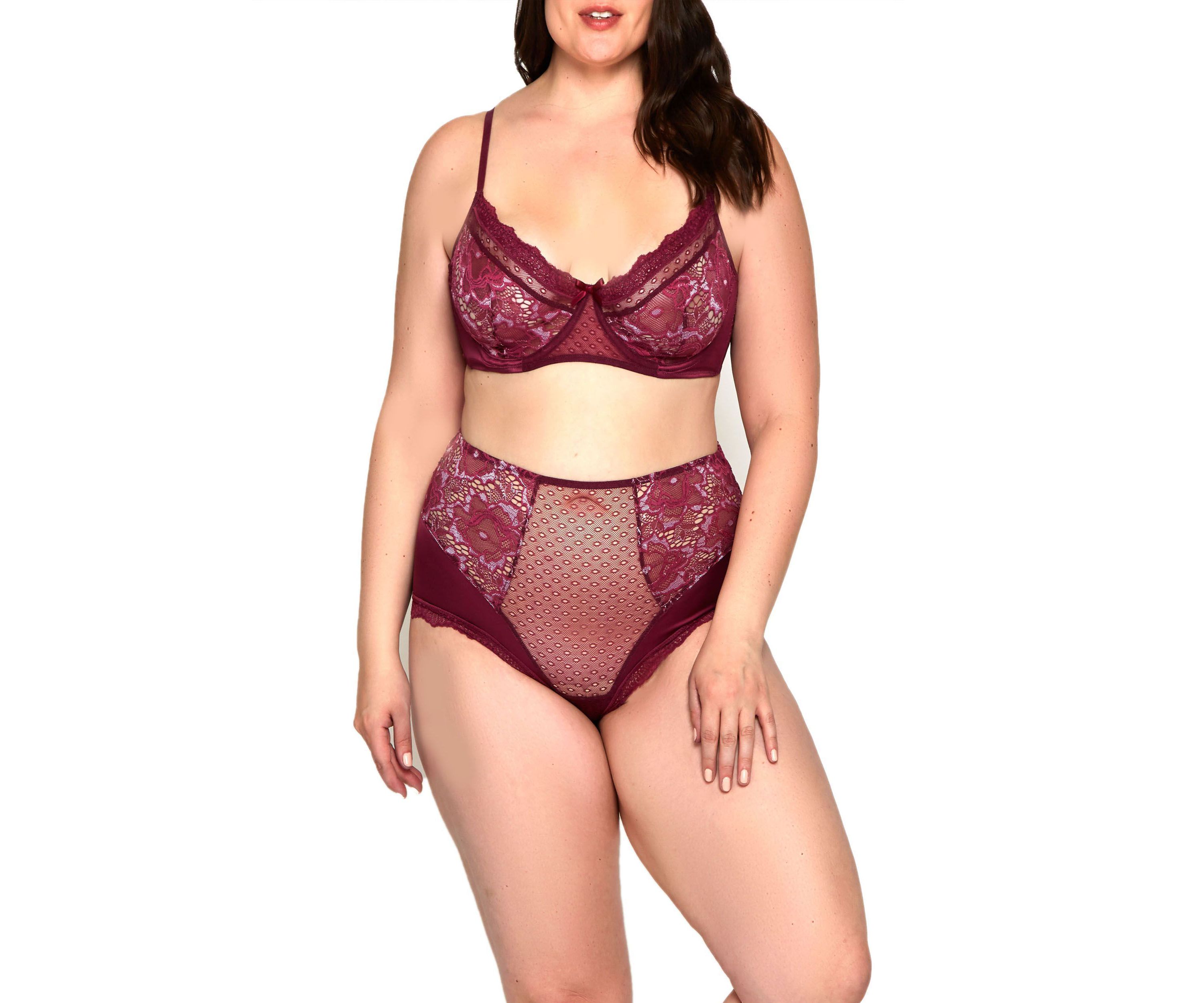 iCollection Womans Plus Size 2pc Bralete and Panty Lingerie Set