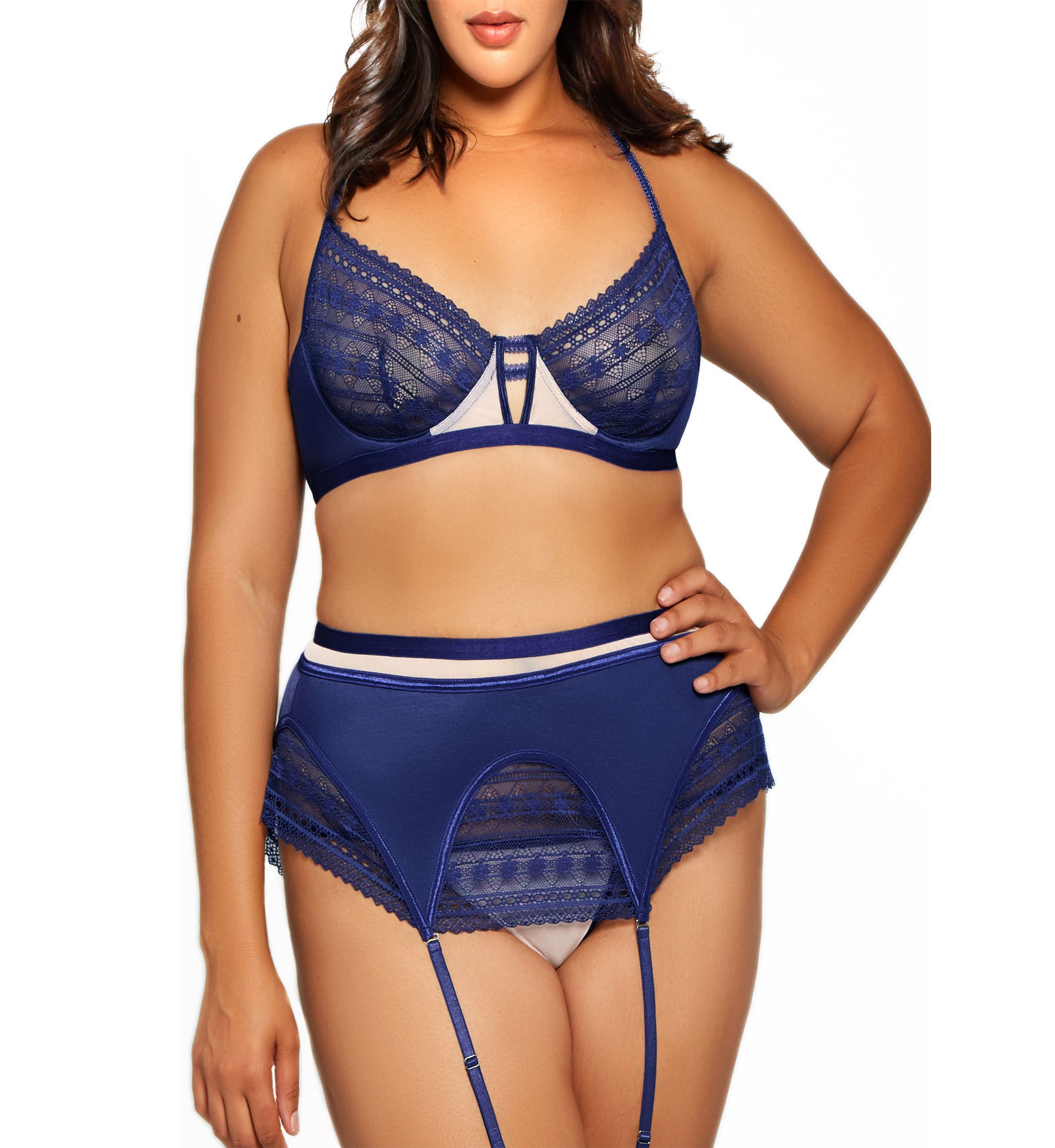 Plus Size Laura Lace & Mesh Bra 3-Piece Set