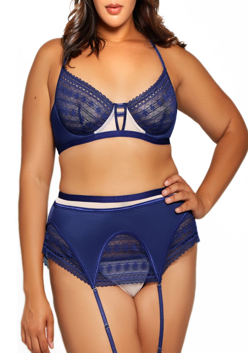 Plus Size Laura Lace & Mesh Bra 3-Piece Set