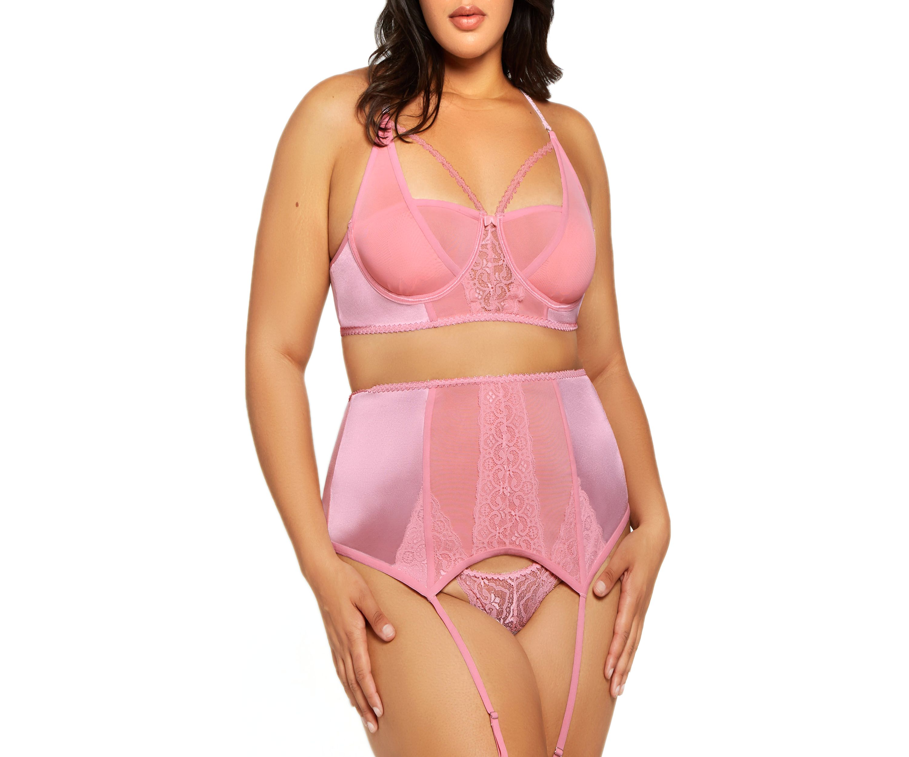 Plus Size Rosie 3-Piece Bra Panty and Garter Set