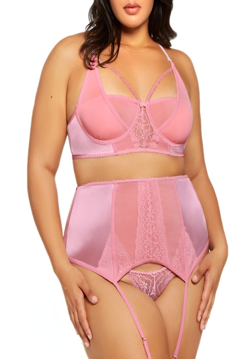 Plus Size Rosie 3-Piece Bra Panty and Garter Set