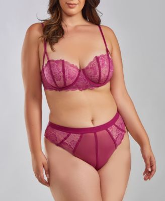 iCollection Women's Evie Plus Size Underwire Stretch Lace Bralet and Panty Set, 3X