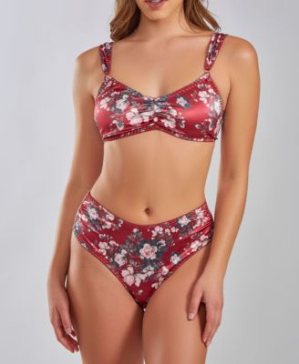 Stormi Floral Stretch Satin Bralette and Panty Set