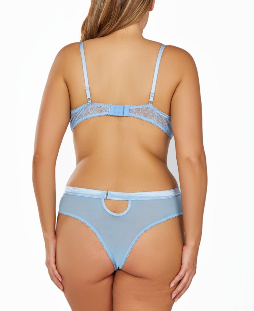 iCollection Womans Plus Sized 2PC Lingerie Set Patterned with Soft Lace