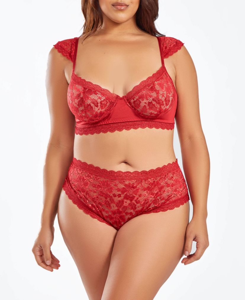 Womens Plus Size 2pc Lace Bralette and Panty Lingerie Set