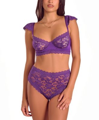 iCollection Women's 2pc Lace Bralette and Panty Lingerie Set, XL