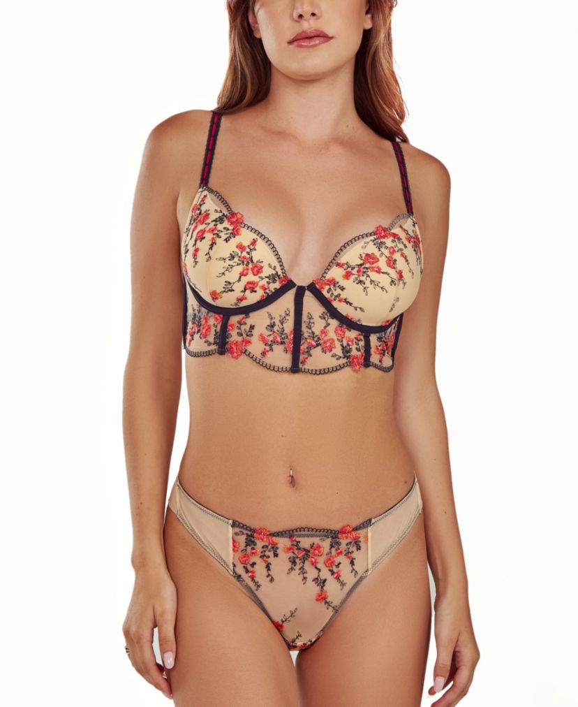iCollection Womans 2PC Embroidered Underwire Padded Push Up Bra and Panty Lingerie Set