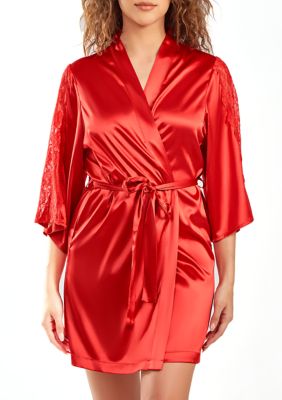 Bianca Satin and Lace Robe with Self Tie Sash