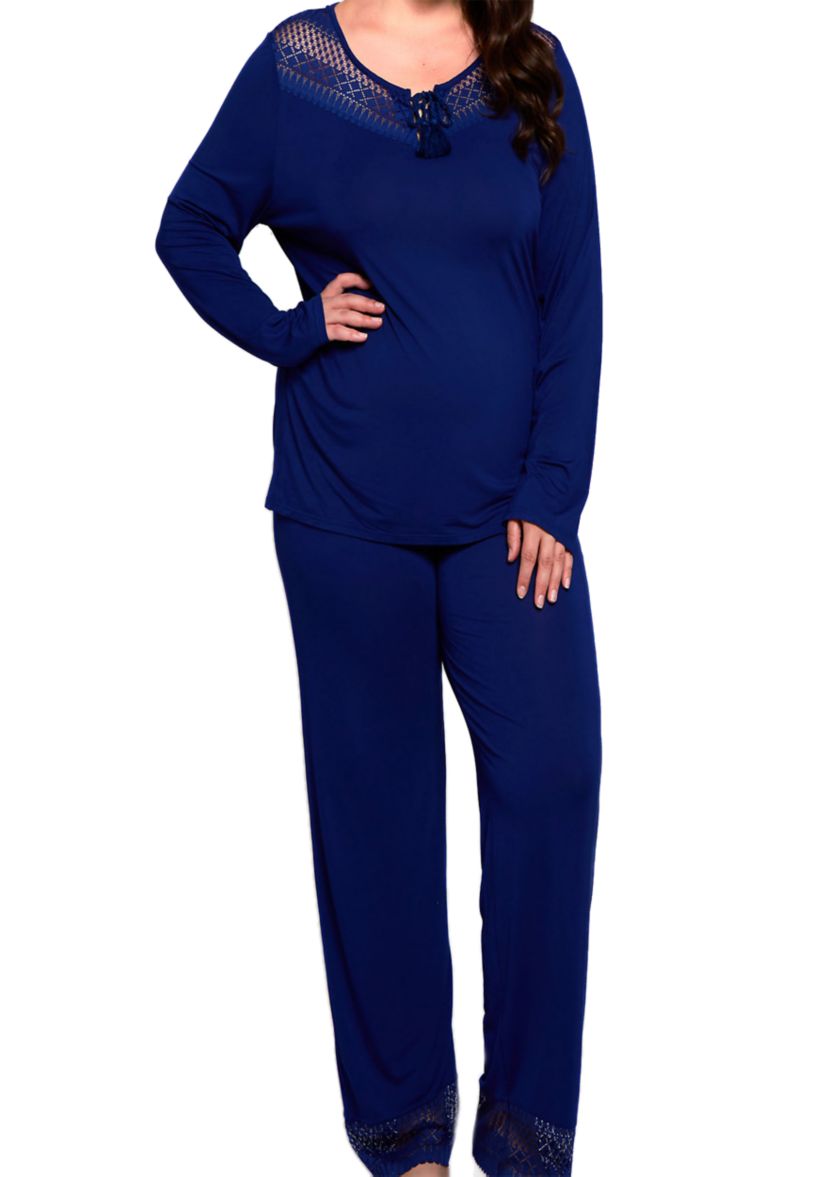 Plus Size Pajama Set with Lace Trim
