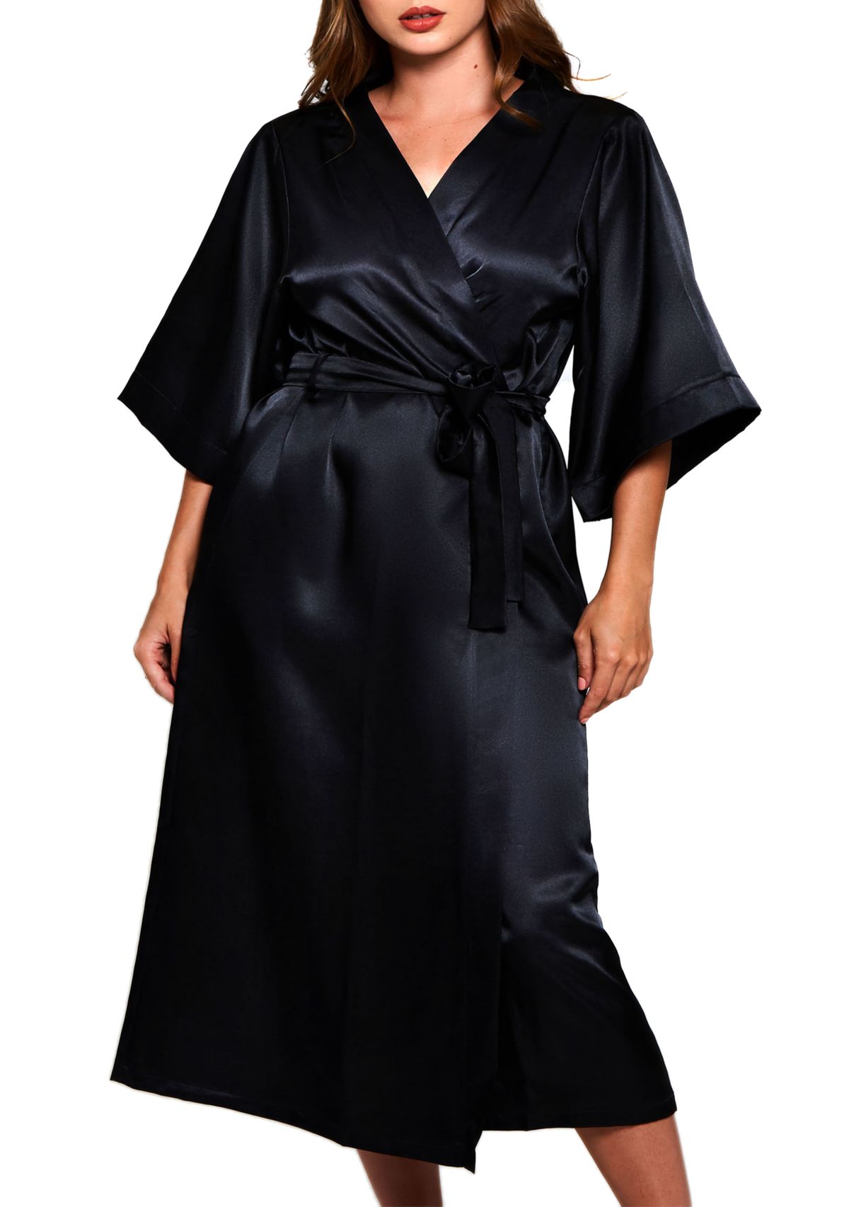 Plus Size Satin Long Robe