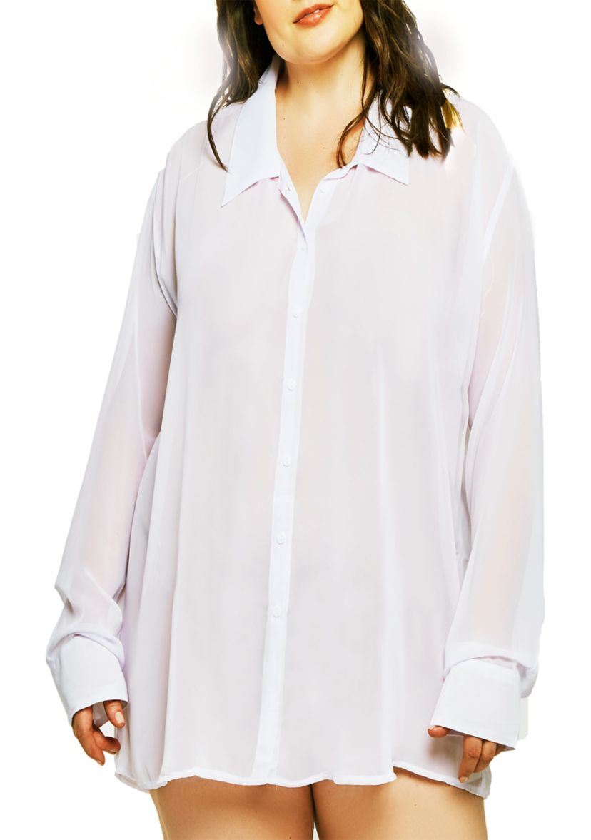 London Sheer Button Down Shirt- Size up for an oversized Sleep or Beach Cover up!