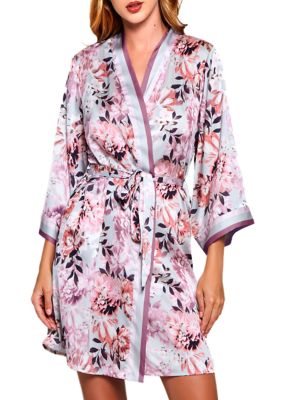 Floral Print Satin Robe