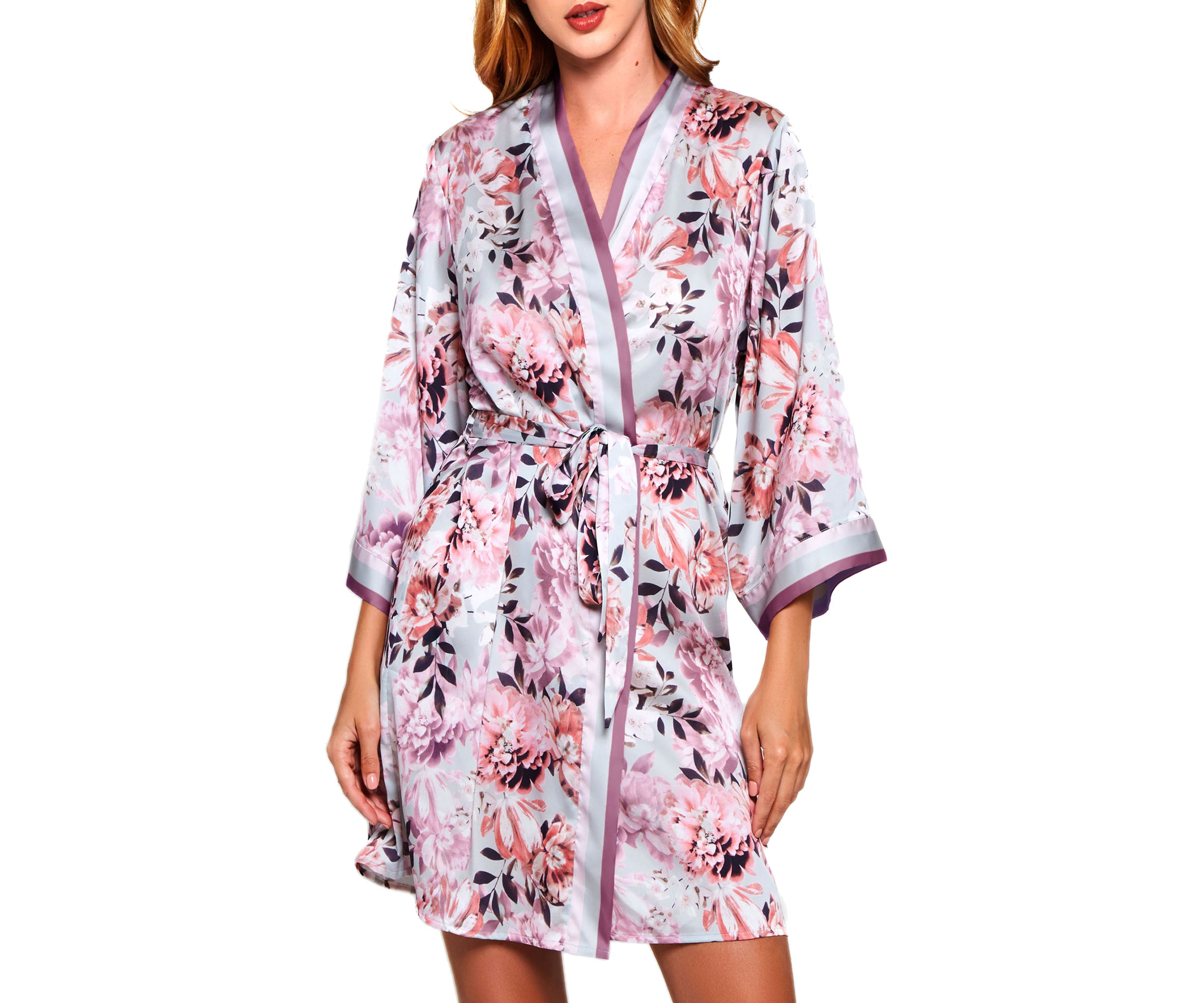 Floral Print Satin Robe