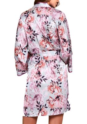 Floral Print Satin Robe