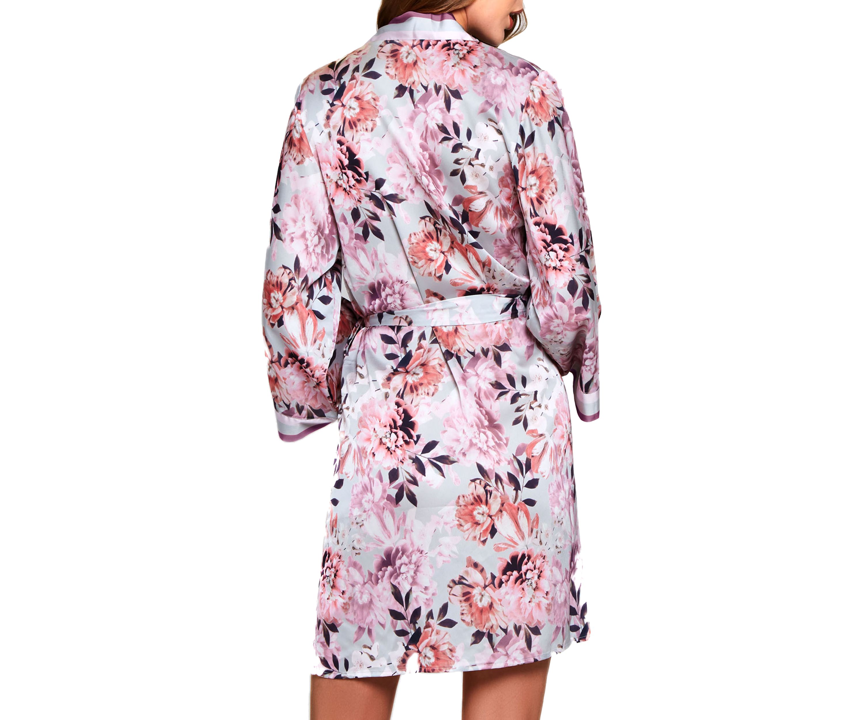 Floral Print Satin Robe