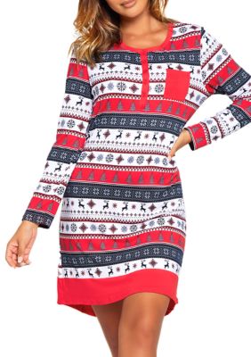 long sleeve button up night gown