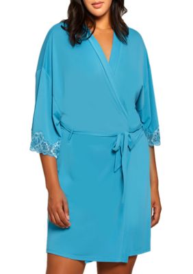Icollection Women's Joslyn Soft Lace Trimmed Robe