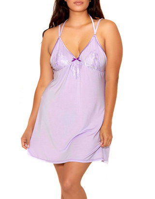 iCollection Womens Plus Size Lace Chemise Halter Strap 
