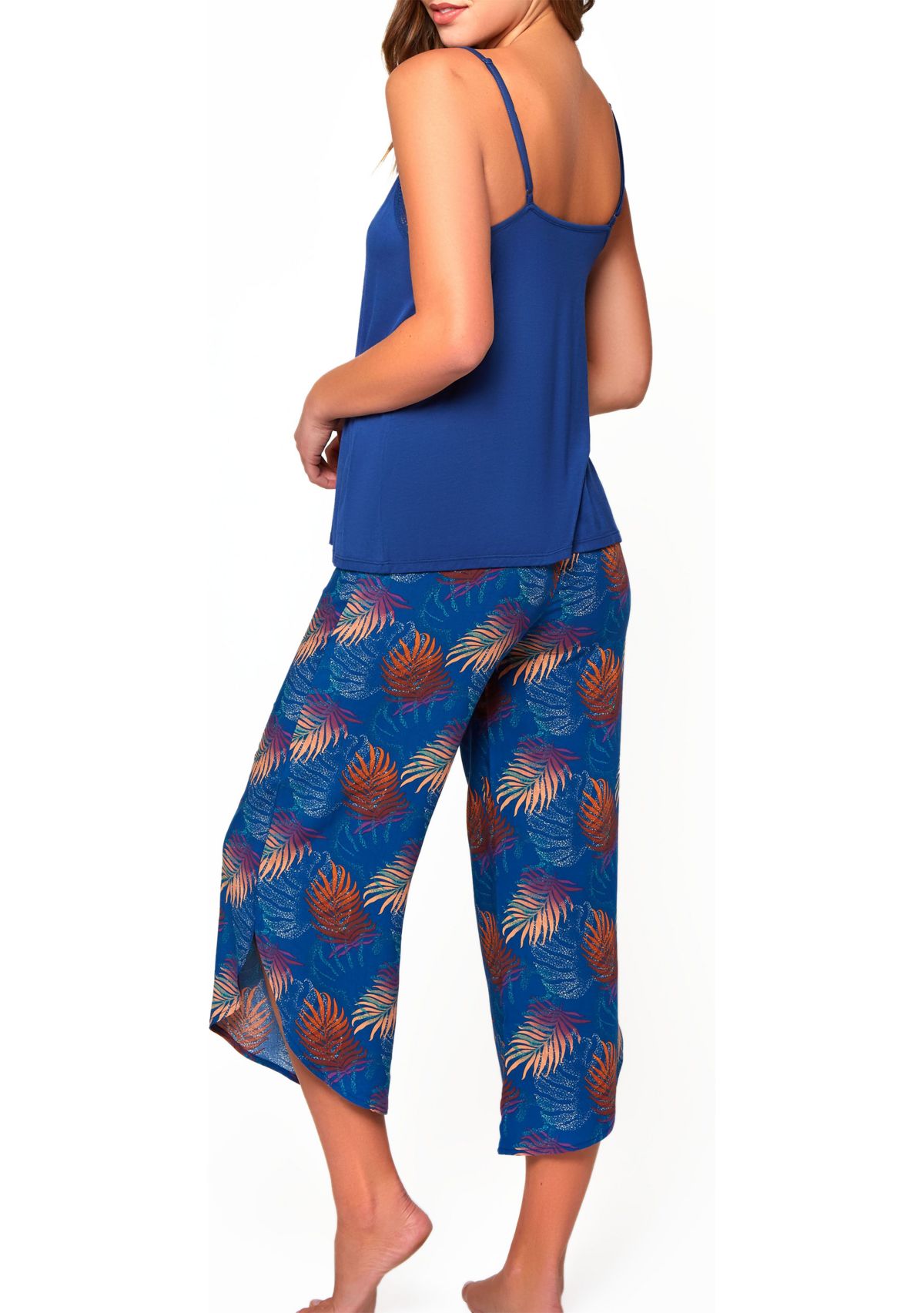 iCollection Womens 2PC Day and Night PJ Capri and Tank Set Trimmed in Lace