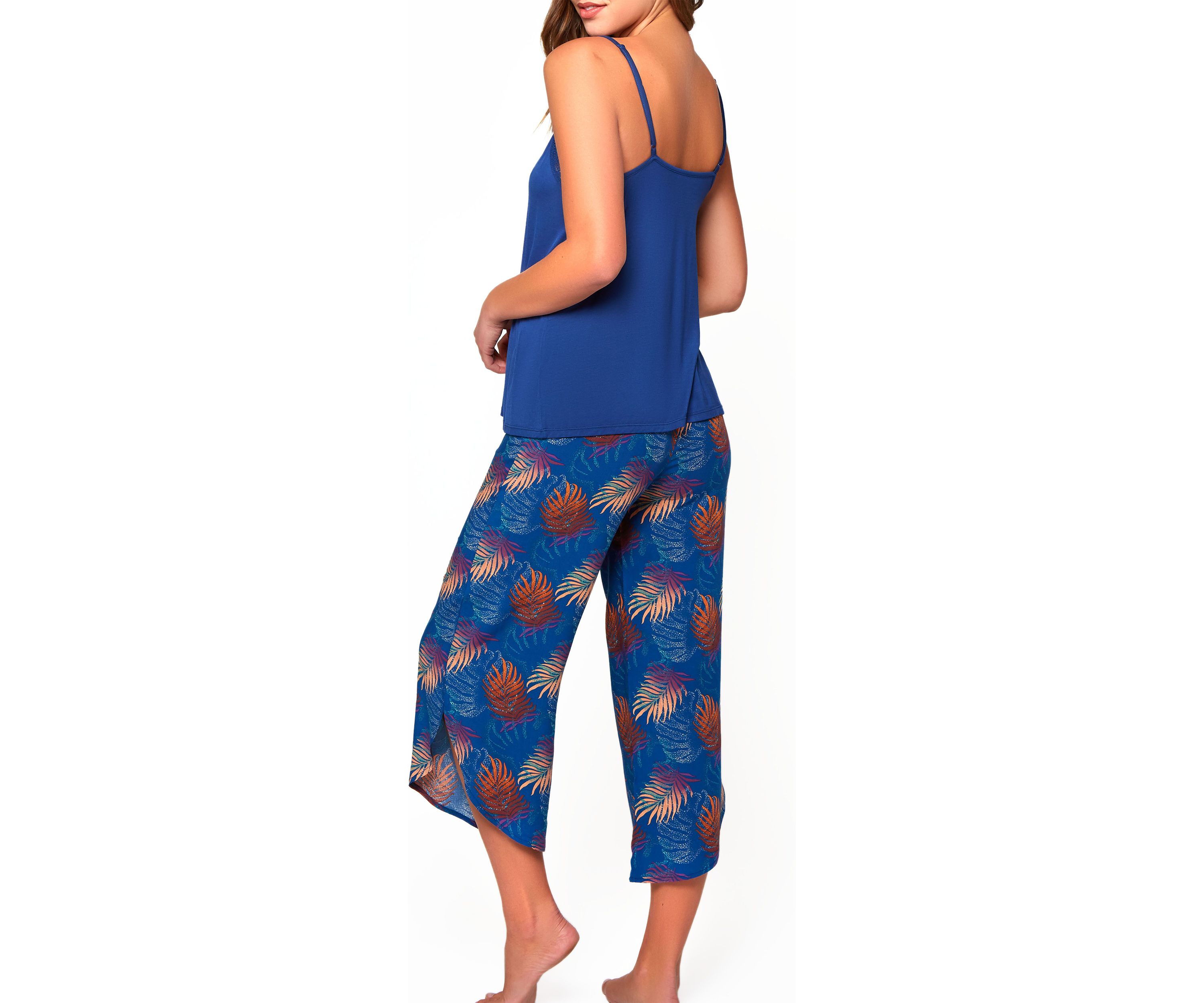 iCollection Womens 2PC Day and Night PJ Capri and Tank Set Trimmed in Lace