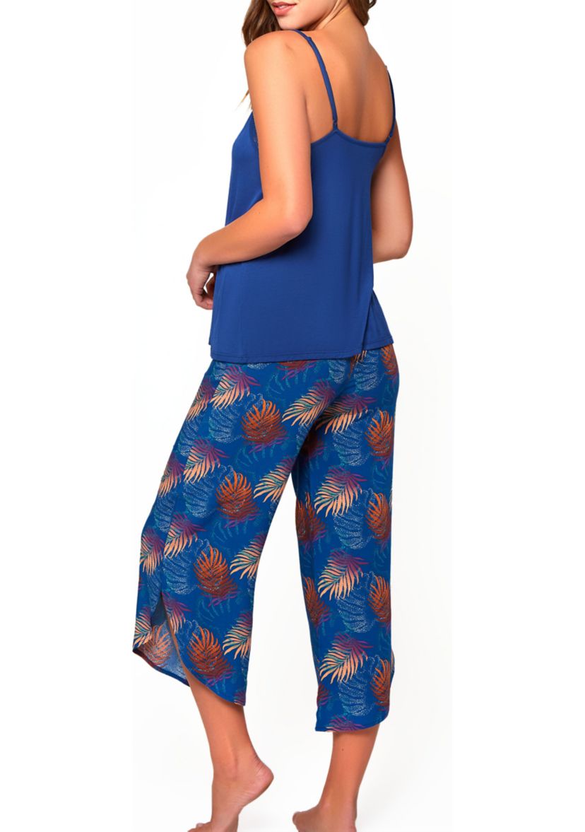 iCollection Womens 2PC Day and Night PJ Capri and Tank Set Trimmed in Lace
