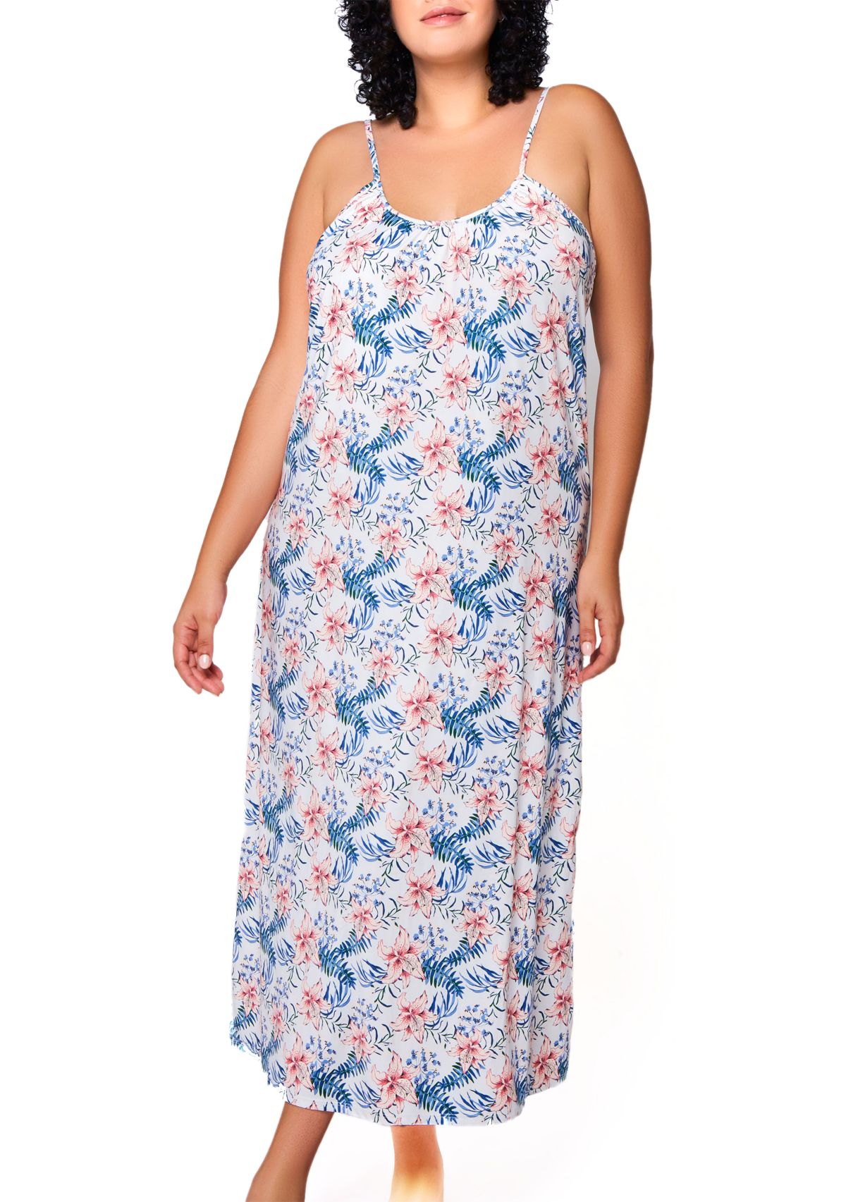 Harlow Recycled Plus Size Ultra Soft  Floral Lounge Dress