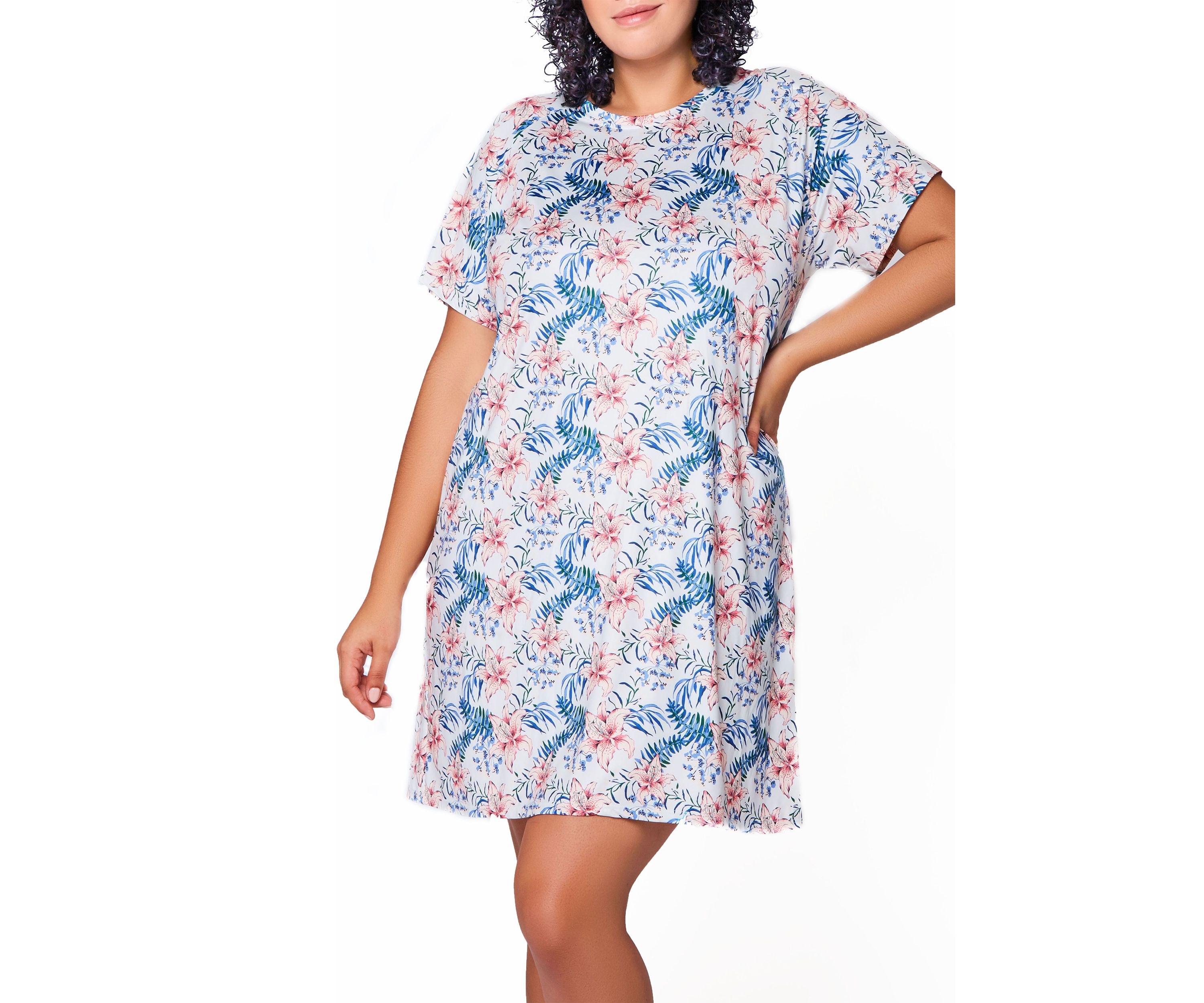Harlow Recycled Plus Size  Ultra Soft  Floral  S/S Lounge Dress