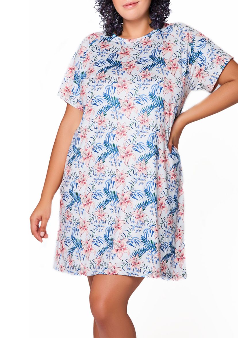 Harlow Recycled Plus Size  Ultra Soft  Floral  S/S Lounge Dress