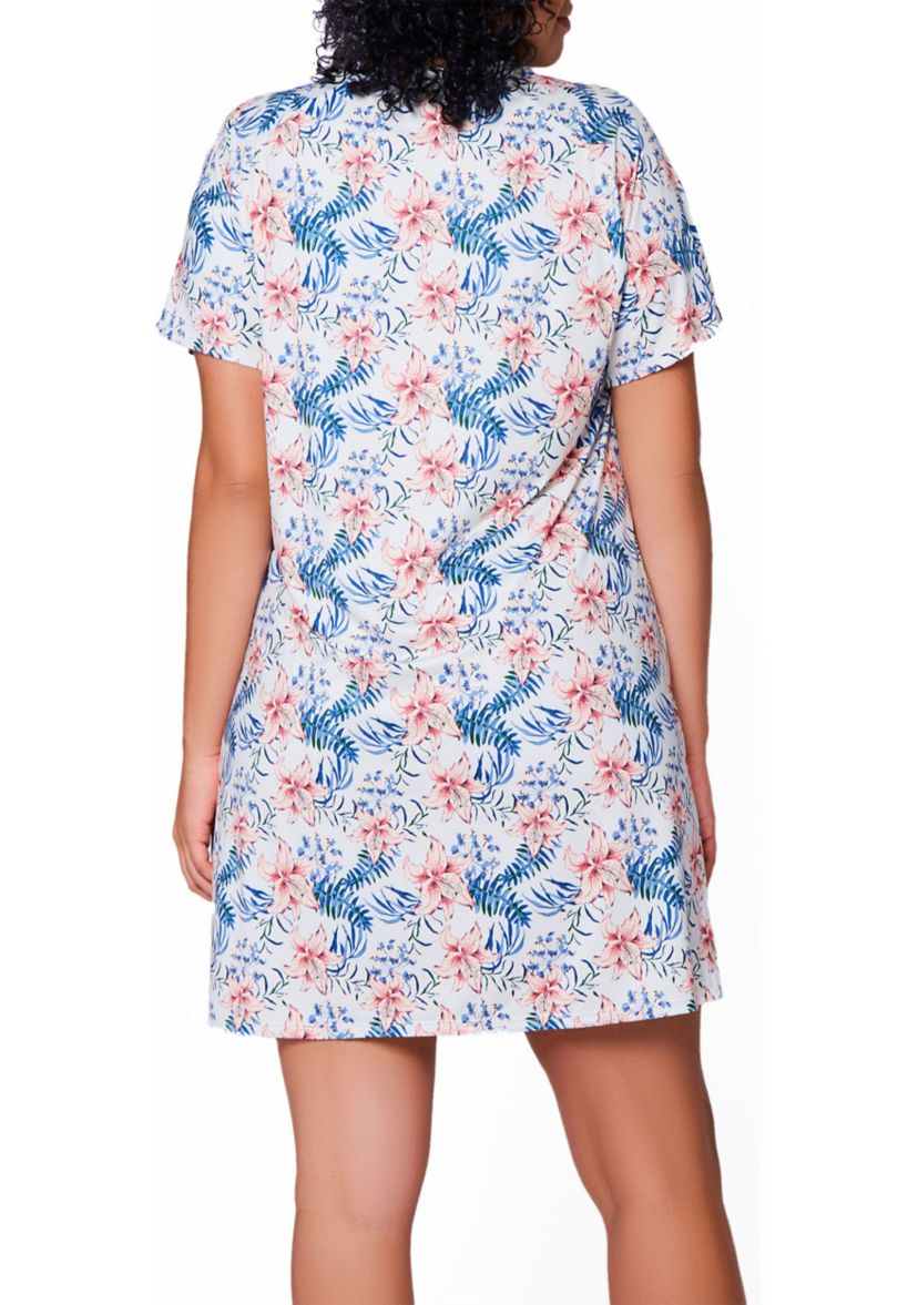 Harlow Recycled Plus Size  Ultra Soft  Floral  S/S Lounge Dress