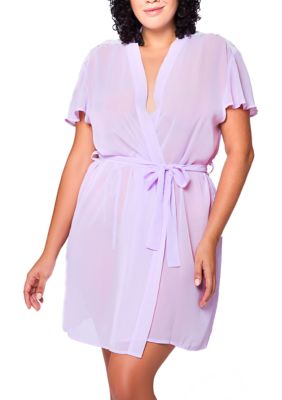 justine Plus  Sheer Chiffon and Lace Robe