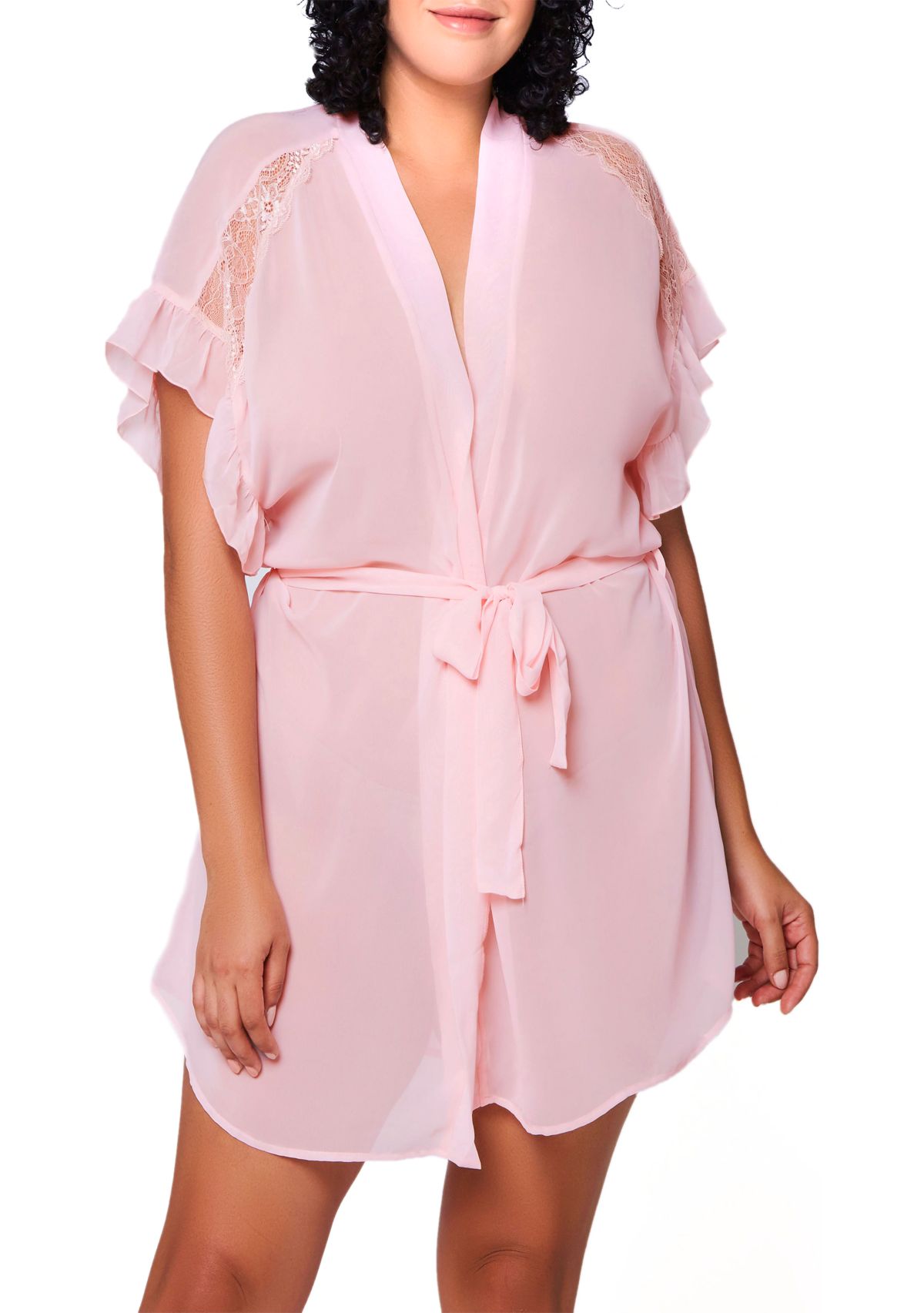 Marley Plus Size Chiffon and Lace Sheer Robe