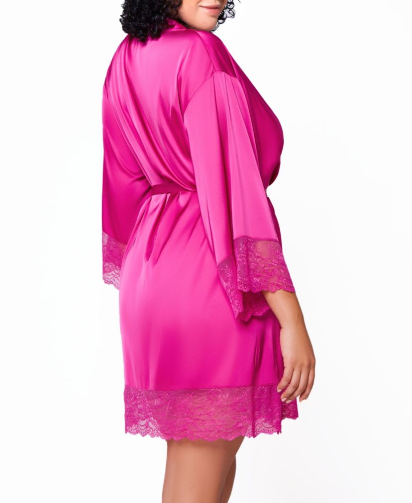 Arlyn Plus Size Silky Satin and Lace Robe