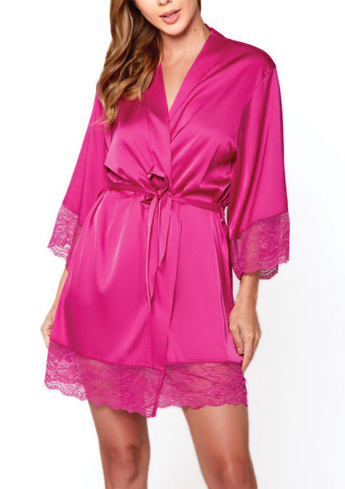 iCollection Arlyn Silky Satin and Lace Robe