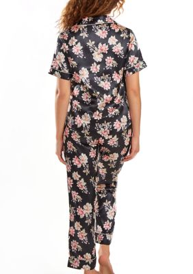 Roslyn Floral Satin PJ Pant Set with  Cuff Detail