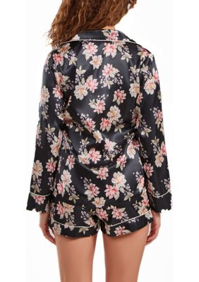 Roslyn Floral Satin PJ Short Set with  Cuff Detail