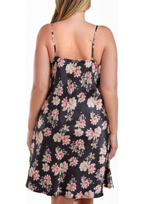 Roslyn Plus Ultra Soft Floral Satin  Chemise Bias Cut Silhouette