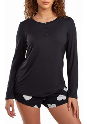 iCollection Women's Kindred Heart Modal Sleep Top & Short Set. Ultra Soft in Comfy Cozy Style