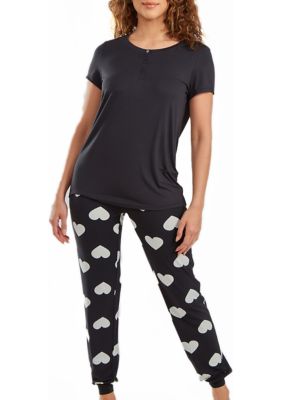 Kindred Heart 2pc Modal Tee and Jogging Pant Pj Set Comfy Cozy Style.