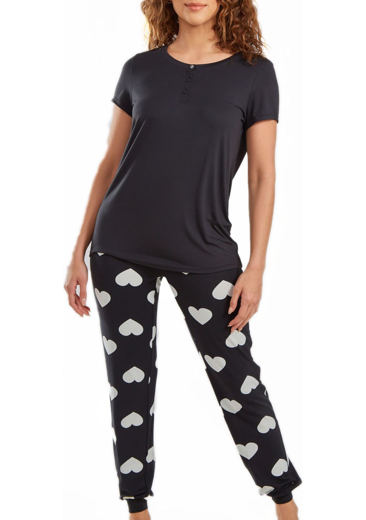 Kindred Heart 2pc Modal Tee and Jogging Pant Pj Set in Comfy Cozy Style.